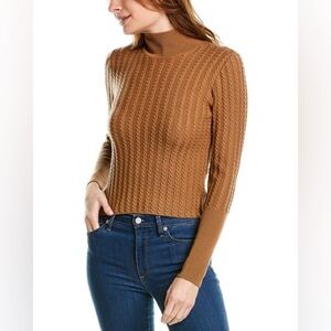 Amur Women’s Sweater S Brown Wool High Neck Cable Knit Ribbed